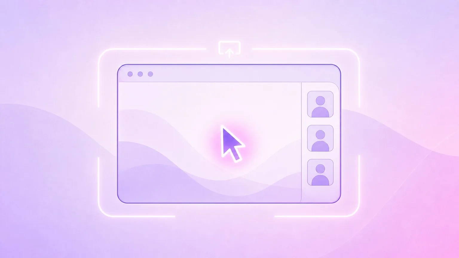 Minimal illustration of a screen share window with a highlighted cursor