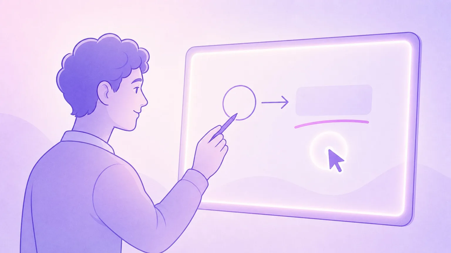 Minimal illustration of a teacher annotating a presentation board